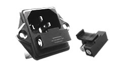 Conector de encaixe rpido com Porta Fusvel de Gaveta IEC-60320 C14